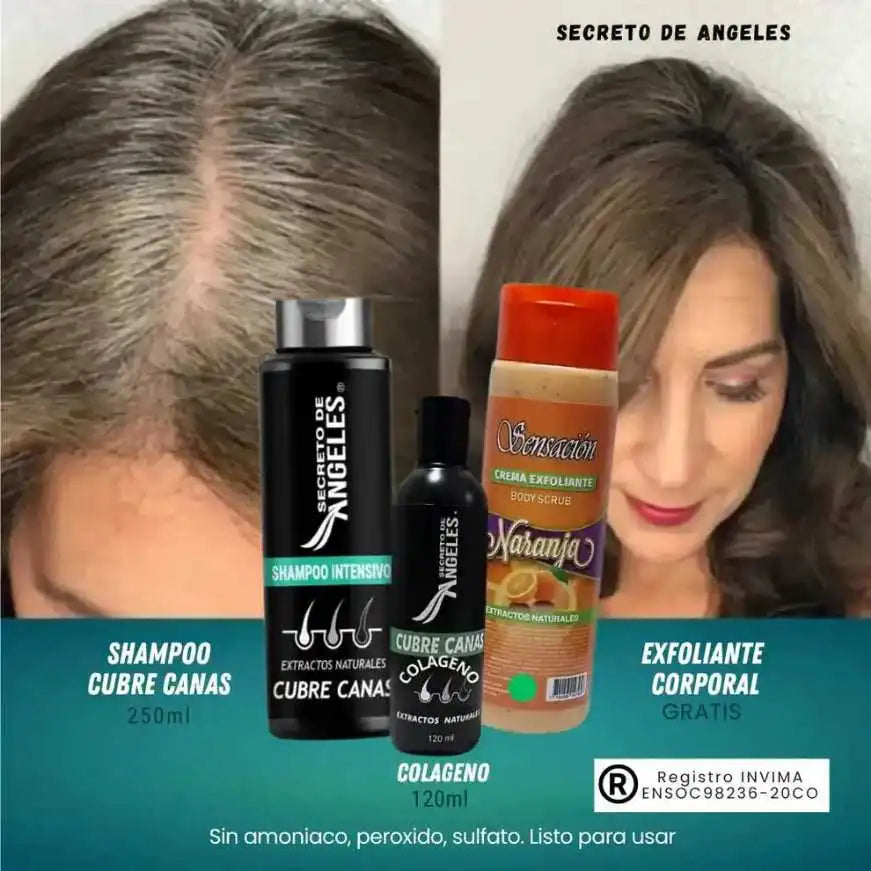 Shampoo Cubre Canas Secreto de Ángeles, Colageno y Exfoliante