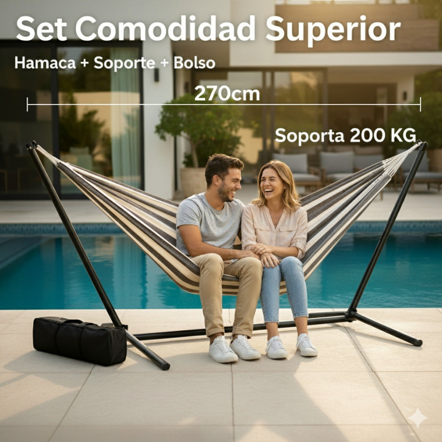 Hamaca + Soporte Metalico | Aguanta 200 KG