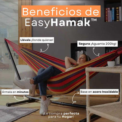 Hamaca + Soporte Metalico + Bolsa de Transporte | Aguanta 200 KG